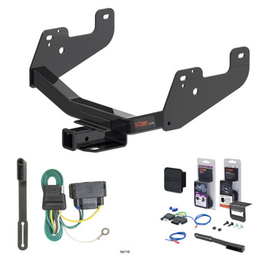 2015 - 2026 Ford F-150 Excluding factory receiver or Police Responder Curt 2" Class 4 Trailer Tow Hitch + 5-Flat Wiring Kit Tow Boat/Utility Trailer with Surge Brakes 14021