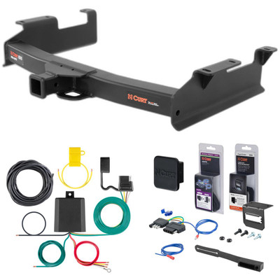 01 - 10 GMC Sierra 2500 HD 8' bed, factory replacement hitch Curt 2" Class 5 Trailer Tow Hitch + 5-Flat Wiring Kit Tow Boat/Utility Trailer with Surge Brakes 15312