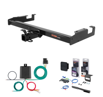 2001 - 2006 GMC Sierra 3500 8' bed, excluding factory receiver, Tommy Gate lift, 10" drop bumper and cab & chassis Curt 2" Class 4 Trailer Tow Hitch + 5-Flat Wiring Kit Tow Boat/Utility Trailer with Surge Brakes 14008