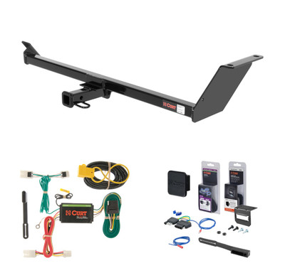 2011 - 2014 Mitsubishi Lancer Hatchback, excluding fore to aft mufflers Curt 1-1/4" Class 1 Trailer Tow Hitch + 5-Flat Wiring Kit Tow Boat/Utility Trailer with Surge Brakes 11479