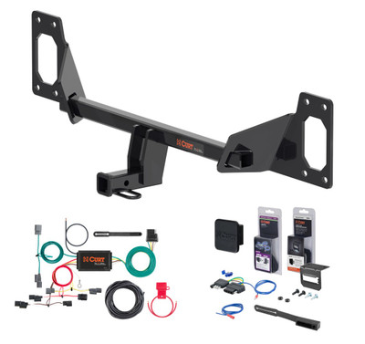 2016 - 2020 Honda Civic Coupe, excluding center exhaust Curt 1-1/4" Class 1 Trailer Tow Hitch + 5-Flat Wiring Kit Tow Boat/Utility Trailer with Surge Brakes 11591