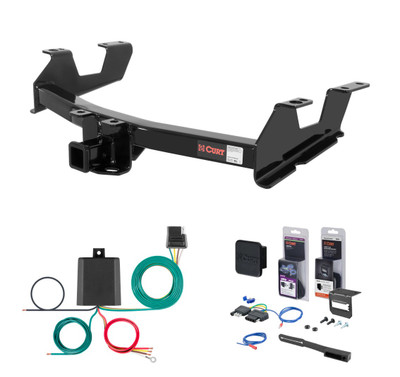 2011 - 2014 GMC Sierra 2500 HD 6' bed, excluding factory receiver, Tommy Gate lift or cab & chassis Curt 2" Class 4 Trailer Tow Hitch + 5-Flat Wiring Kit Tow Boat/Utility Trailer with Surge Brakes 14062
