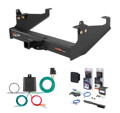 1999 - 2026 Ford F-550 Super Duty Cab & chassis with 34" frame width (O.D.) Curt 2" Class 5 Trailer Tow Hitch + 5-Flat Wiring Kit Tow Boat/Utility Trailer with Surge Brakes 15445