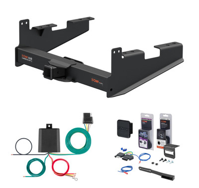 2017 - 2019 Ford F-450 Super Duty Excluding cab & chassis Curt 2-1/2" Class 5 Trailer Tow Hitch + 5-Flat Wiring Kit Tow Boat/Utility Trailer with Surge Brakes 15802