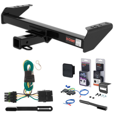 88 - 00 Chevrolet C2500 Cab & chassis Curt 2" Class 3 Trailer Tow Hitch + 5-Flat Wiring Kit Tow Boat/Utility Trailer with Surge Brakes 13028