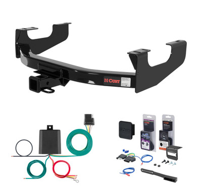 2008 - 2016 Ford F-450 Super Duty Excluding cab & chassis Curt 2" Class 3 Trailer Tow Hitch + 5-Flat Wiring Kit Tow Boat/Utility Trailer with Surge Brakes 13355