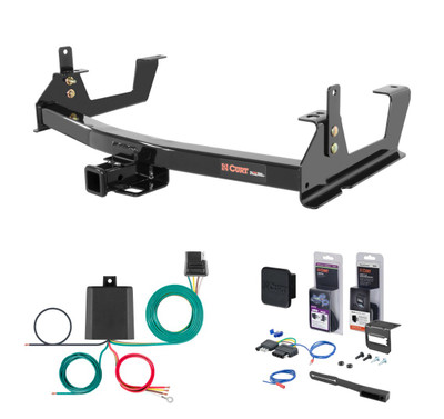 2015 - 2019 Chevrolet Silverado 3500 HD 8' bed, excluding factory receiver, Tommy Gate lift or cab & chassis Curt 2" Class 3 Trailer Tow Hitch + 5-Flat Wiring Kit Tow Boat/Utility Trailer with Surge Brakes 13187