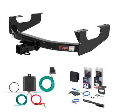 2008 - 2016 Ford F-450 Super Duty Excluding cab & chassis Curt 2" Class 4 Trailer Tow Hitch + 5-Flat Wiring Kit Tow Boat/Utility Trailer with Surge Brakes 14355