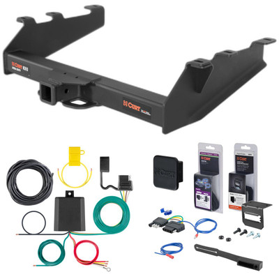 94 - 02 Dodge Ram 3500 With factory bumper Curt 2" Class 5 Trailer Tow Hitch + 5-Flat Wiring Kit Tow Boat/Utility Trailer with Surge Brakes 15319