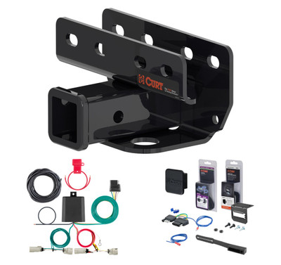 2021 - 2026 Ford Bronco w/LED Tailights Excluding factory receiver Curt 2" Class 3 Trailer Tow Hitch + 5-Flat Wiring Kit Tow Boat/Utility Trailer with Surge Brakes 13493