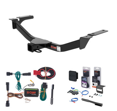 2011 - 2014 Ford Edge Fits beneath factory 1-1/4" receiver hitch Curt 2" Class 3 Trailer Tow Hitch + 5-Flat Wiring Kit Tow Boat/Utility Trailer with Surge Brakes 13067
