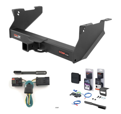 2003 - 2008 Dodge Ram 1500 With or without factory receiver (built in or after 11/02) Curt 2-1/2" Class 5 Trailer Tow Hitch + 5-Flat Wiring Kit Tow Boat/Utility Trailer with Surge Brakes 15809-1