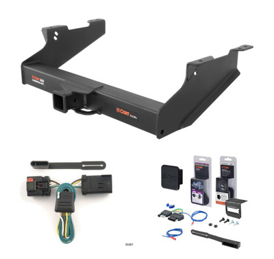 2003 - 2010 Dodge Ram 2500 Excluding factory receiver Curt 2-1/2" Class 5 Trailer Tow Hitch + 5-Flat Wiring Kit Tow Boat/Utility Trailer with Surge Brakes 15704