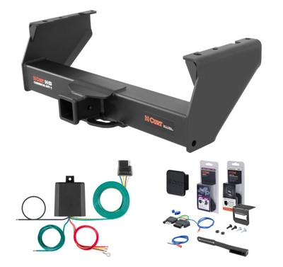 2001 - 2006 Chevrolet Silverado 3500 Cab & chassis Curt 2-1/2" Class 5 Trailer Tow Hitch + 5-Flat Wiring Kit Tow Boat/Utility Trailer with Surge Brakes 15800