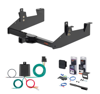 2020 - 2026 Chevrolet Silverado 2500 HD 8' bed, excluding factory receiver, Tommy Gate lift or cab & chassis Curt 2" Class 4 Trailer Tow Hitch + 5-Flat Wiring Kit Tow Boat/Utility Trailer with Surge Brakes 14005