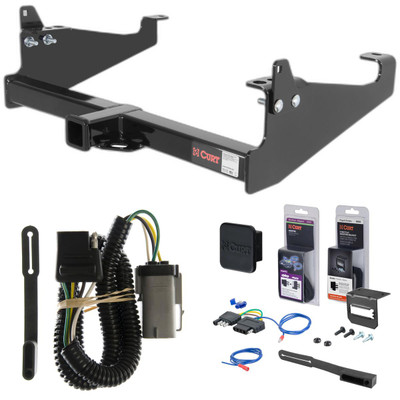 02 - 04 Ford F-350 Super Duty Cab & chassis with 34" frame width (O.D.) Curt 2" Class 4 Trailer Tow Hitch + 5-Flat Wiring Kit Tow Boat/Utility Trailer with Surge Brakes 14048