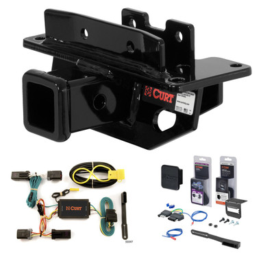 2004 - 2009 Dodge Durango Curt 2" Class 3 Trailer Tow Hitch + 5-Flat Wiring Kit Tow Boat/Utility Trailer with Surge Brakes 13072