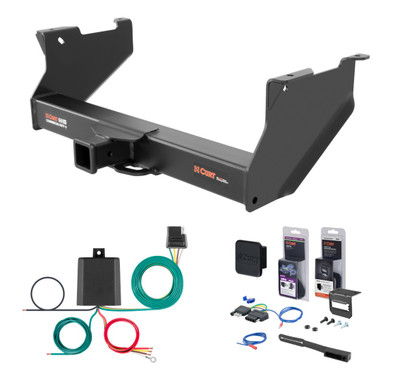2016 - 2024 RAM 2500 6' bed, with or without factory receiver Curt 2-1/2" Class 5 Trailer Tow Hitch + 5-Flat Wiring Kit Tow Boat/Utility Trailer with Surge Brakes 15801