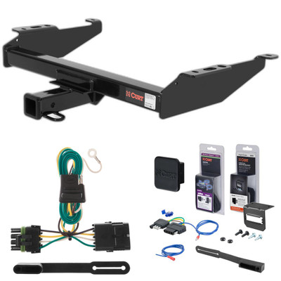 88 - 00 Chevrolet K3500 Excluding with dual exhaust, 10" step bumper or cab & chassis Curt 2" Class 4 Trailer Tow Hitch + 5-Flat Wiring Kit Tow Boat/Utility Trailer with Surge Brakes 14081