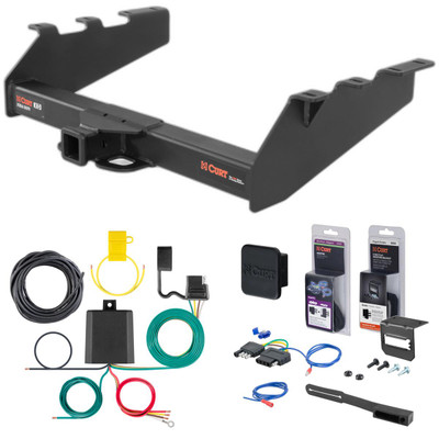 94 - 98 Dodge Ram 3500 With factory bumper Curt 2" Class 5 Trailer Tow Hitch + 5-Flat Wiring Kit Tow Boat/Utility Trailer with Surge Brakes 15318