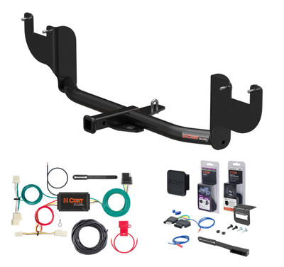 2017 - 2018 Hyundai Elantra Sedan, with factory recovery loop Curt 1-1/4" Class 1 Trailer Tow Hitch + 5-Flat Wiring Kit Tow Boat/Utility Trailer with Surge Brakes 11424