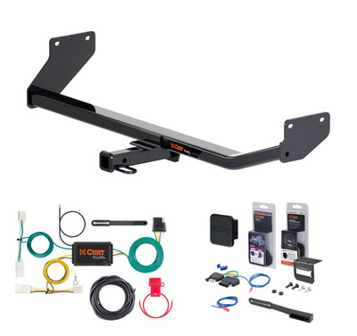 2017 - 2022 Hyundai Ioniq Excluding Electric or Plug-In Curt 1-1/4" Class 1 Trailer Tow Hitch + 5-Flat Wiring Kit Tow Boat/Utility Trailer with Surge Brakes 11486