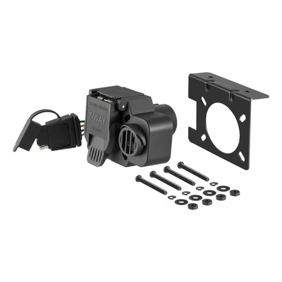 CURT Dual-Output 7 & 4-Way Connector with Backup Alarm (Plugs into USCAR) Trailer Wiring Adapter Connector