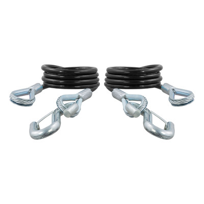 CURT 43-7/8" Safety Cables with 2 Snap Hooks (3,500 lbs, Vinyl-Coated, 2-Pack) Trailer Hitch