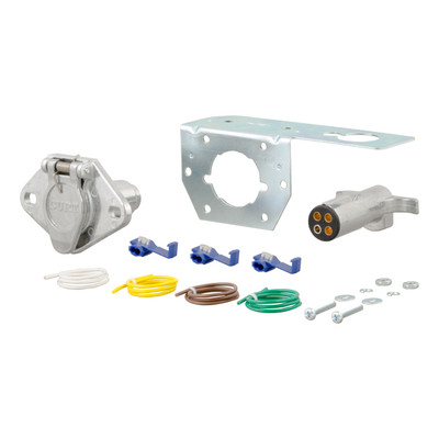 CURT 4-Way Round Connector Plug & Socket with Hardware (Packaged) Trailer Connector Kit