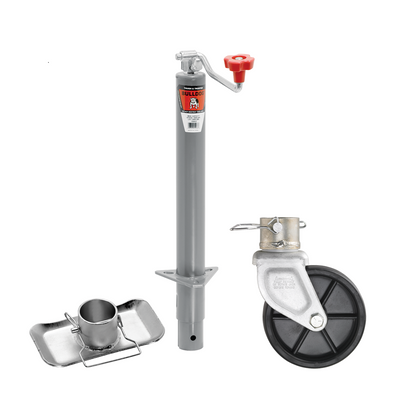 Bulldog 2,000 lbs. Round A-Frame Trailer Jack Topwind 15" Lift w/ 6" Poly Wheel & Footplate