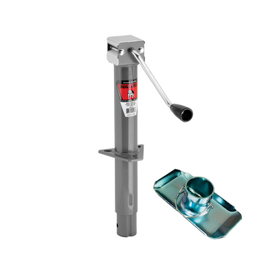 Bulldog 2,000 lbs. Round A-Frame Trailer Jack Sidewind 13" Lift w/ External gear box w/ 2" Footplate