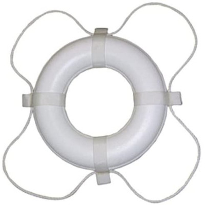 Taylor Made Vinyl Coated Foam Life Ring with White Grab Lines, White (24") #361