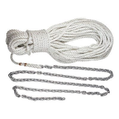 Lewmar Anchor Rode - 15' 1/4" G4 Chain, 200' 1/2" 3-Strand Nylon Rope with 5/16" Shackle