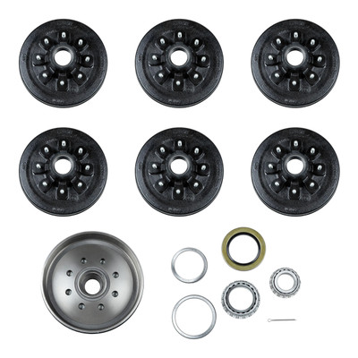 Lippert (6-Pack) 7K lbs 12" Brake Drum Hub for 7,000- Axle - 8 on 6.5", 1/2" Stud (with Bearing Cone) - Heavy-Duty Trailer Component