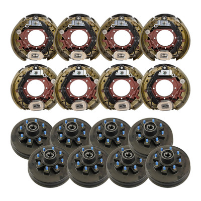 Lippert 12.25" x 5" 12,000 lb Trailer Brake Kit  8 Brake Drum Hubs (8 on 6.5", 5/8" Stud) with 4 Left & 4 Right Electric Bra LIPKITCI7HJ