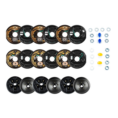 Lippert 10" 3,500 lb RV Brake Kit  6 Brake Drum Hubs (5 on 4.5", 1/2" Stud with Bearing Cone) with 3 Left & 3 Right Forward Self-Adjusting Brakes LIPKITEAC8J