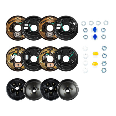Lippert 10" 3,500 lb RV Brake Kit  4 Brake Drum Hubs (5 on 4.5", 1/2" Stud with Bearing Cone) with 2 Left & 2 Right Forward Self-Adjusting Brakes LIPKIT01EB4