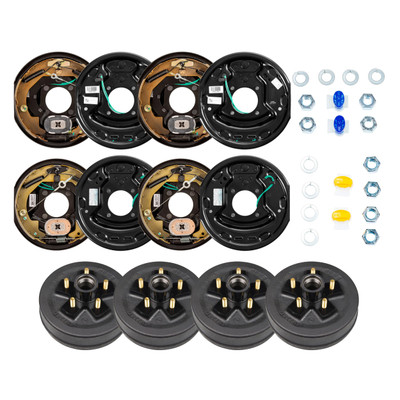 Lippert 2 Pack Left+ Right 3,500 lbs. RV Brake Kit  Forward Self-Adjusting 10" x 2.25" Left & Right Brakes + 10" Trailer Brake Hub Assembly, 5 on 4.5" Studs LIPKIT117J8