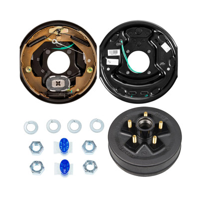 Lippert 10" 3,500 lb RV Brake Kit – 1 Trailer Brake Hub (5 on 4-1/2", 1/2" Studs) with 1 Left Forward Self-Adjusting Brake (10" x 2.25")
