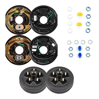 Lippert 10" 3,500 lb RV Brake Kit – 2 Trailer Brake Hubs (5 on 4.5", 1/2" Stud) with 1 Left & 1 Right Forward Self-Adjusting Brake Assembly (10" x 2.25")