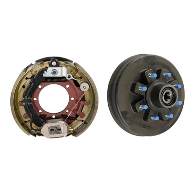 Lippert 16,000 lbs. Threaded Brake Hub 8 on 275 mm with Oil + 12-1/4" x 5" Forward Self-Adjusting Passenger Brake, 7-Bolt