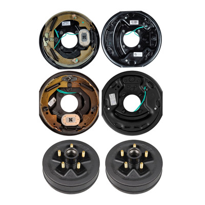 Lippert 10" 3,500 lb Electric Trailer Brake Kit – 2 Trailer Brake Hubs (5 on 4.5", 1/2" Stud) with 1 Left & 1 Right Electric Brake Assembly (10" x 2.25")