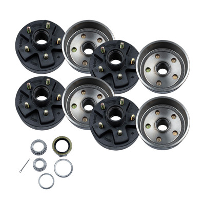 Lippert (4-Pack) 2200 lbs 7" Brake Hub, 5 on 4.5"; 1/2" Stud - 2,200 (with Bearing Cone Kit) - Heavy-Duty Trailer Component LIPKITE4ID8