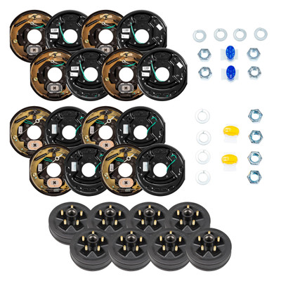 Lippert 3,500 lb Brake Kit  4 Left & 4 Right Forward Self-Adjusting RV Brake Assemblies (10" x 2.25") with 8 Trailer Brake Hubs (10", 5 on 4-1/2", 1/2" Studs) LIPKITE0EGH