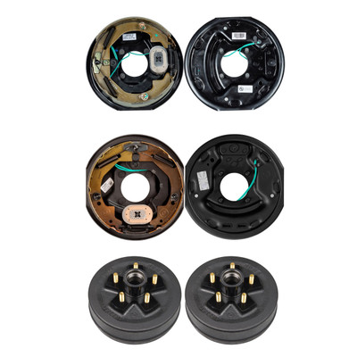 Lippert 3,500 lb Trailer Brake Kit  2 Brake Drum Hubs (5 on 4.5", 1/2" Stud) with 1 Left & 1 Right Electric Trailer Brake Assembly (10" x 2.25") LIPKITF4J79