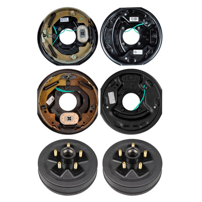 Lippert 3,500 lb Electric Brake Kit  2 Brake Hub Assemblies (10" 5 on 4-1/2", 1/2" Studs) with 1 Left & 1 Right Electric Trailer Brake Assembly (10" x 2.25") LIPKIT9FECD