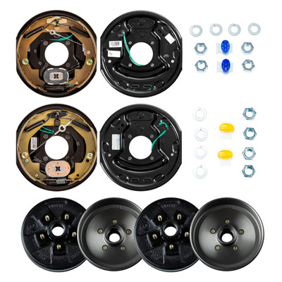 Lippert 10" 3,500 lb RV Brake Kit  2 Brake Drum Hubs (5 on 4.5", 1/2" Stud) with 1 Left & 1 Right Forward Self-Adjusting Brake Assembly (10" x 2.25") LIPKIT7HJIG