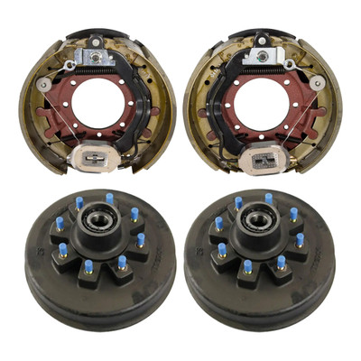 Lippert 12,000 lb RV Brake Kit  2 Brake Drum Hubs (8 on 6.5", 5/8" Stud) with 1 Left & 1 Right Electric Trailer Brake Assembly (12.25" x 5") LIPKIT58BIC