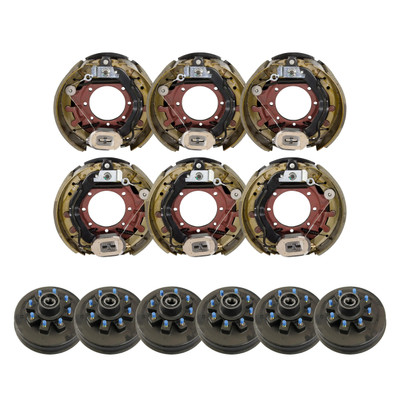 Lippert 12,000 lb Trailer Brake Kit  3 Electric Trailer Brakes (Left & Right, 12.25" x 5") & 6 Brake Drum Hubs (8 on 6.5", 5/8" Stud) LIPKITB8AEE