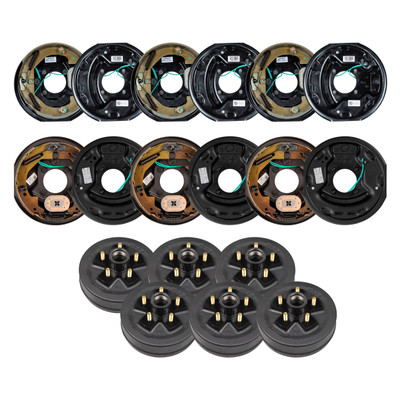 Lippert 3.5K RV Brake Kit – 6 Trailer Brake Hubs (10", 5 on 4.5", 1/2" Studs) with 3 Left & 3 Right Electric Brakes (10" x 2.25")